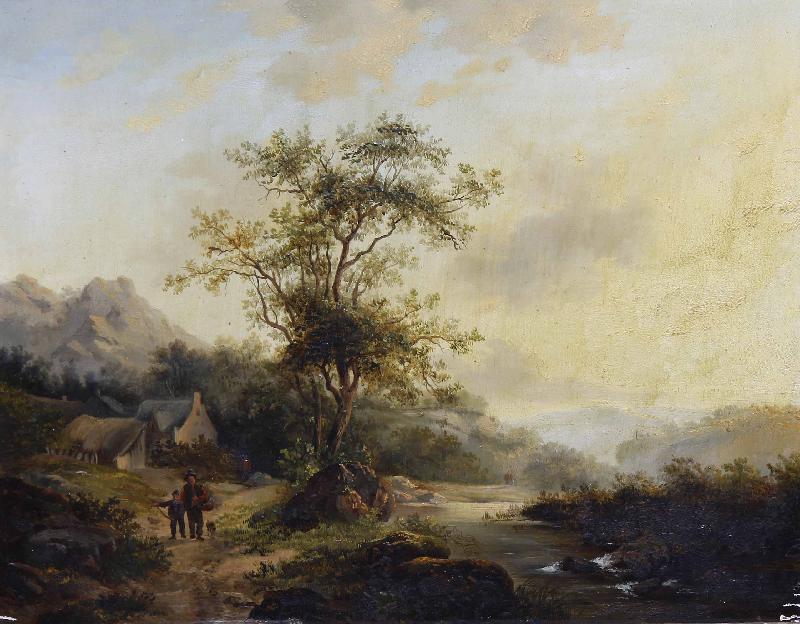Andreas Schelfhout Travellers on a country lane
